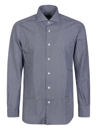 Barba geometric cotton shirt - men - Cotton - 36 - Blue