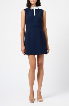 French Connection Azra Contrast Detail Sleeveless Twill Minidress in Marine-Summer White at Nordstrom, Size 12
