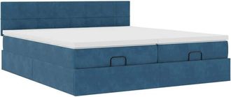vidaXL Vidaxl - Estructura De Cama Otomana Colchones Terciopelo Azul Oscuro