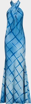 Halston Heritage Corinne Backless Satin Mermaid Gown