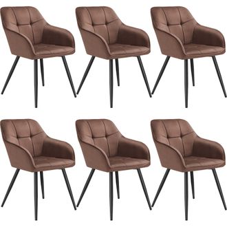 TecTake Dining Chair Marilyn Set Of 6 - Brown/Black in Brown | Size: 6 Pack