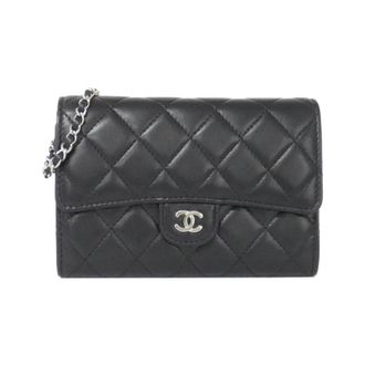 Chanel Black Leather Chain/Shoulder Wallet (Pre-Owned)