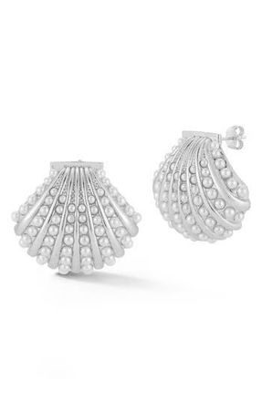 Glaze Jewelry Faux Pearl Shell Stud Earrings in Silver at Nordstrom Rack