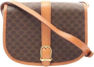 Celine Pre-owned Cross Body Bags, female, Brown, Size: ONE SIZE Pre-owned Macadam PVC Coated Canvas Leather Shoulder Bag