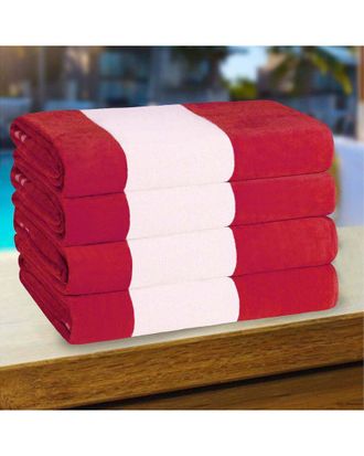 Superior Set Of 4 Cabana Stripe Oversized Cotton Beach Towels