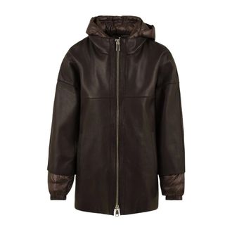 The Jackie Leathers Chaqueta Cinthia de piel anilina adherida - Jackets - Mujer - Marr&oacute;n - 2XL