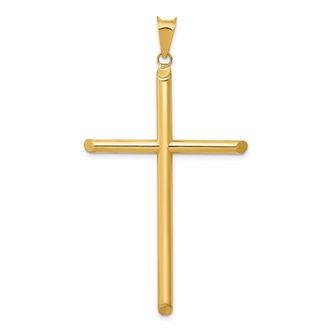 Diamond2Deal 14k Yellow Gold 3-D Polished Hollow Cross Pendant