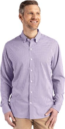 Cutter & Buck Skyline Epic Confidence Gingham Mens Big & Tall Long Sleeve Dress Shirt