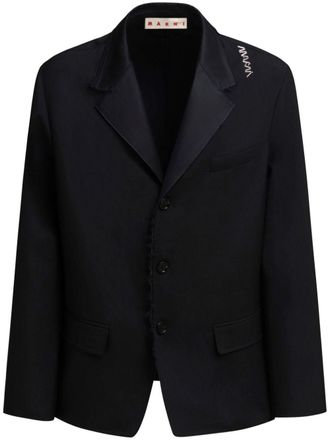Marni logo-embroidered wool blazer - Black