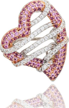 Suzy Levian Two-Tone Pink & White Sapphire Heart Brooch at Nordstrom Rack
