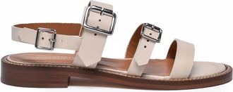 Guglielmo Rotta Beige Adjustable Strap Flat Leather Sandals