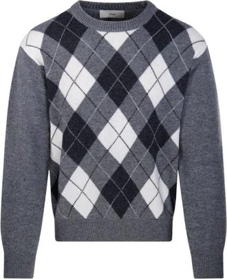 Dunst Argyle Ronde Hals Trui - Heren - Ronde hals truien - Grijs - M - Wol - Truien & Vesten
