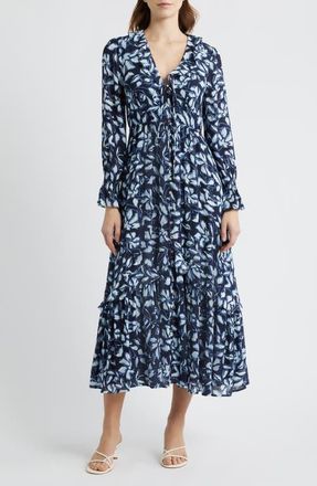 Rails Rois Floral Ruffle Long Sleeve Maxi Dress in Navy Jasmine at Nordstrom, Size Xx-Small