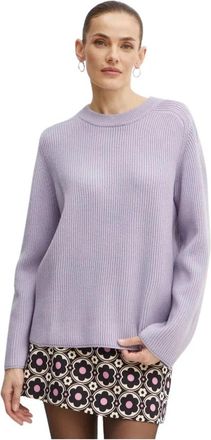 Michael Kors Ribbed Merinotrui - Dames - Ronde hals truien - Paars - XL - Wol - Truien & Vesten