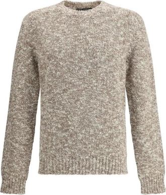 Dolce & Gabbana Luxe Cashmere Blend Sweater - Heren - Ronde hals truien - Beige - L - Nylon - Truien & Vesten