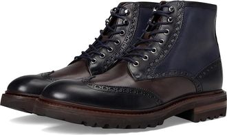 Johnston & Murphy Dudley Lug Wingtip Boots Mens Shoes Navy Hand-stained Calfskin : 11.5 M, Leather