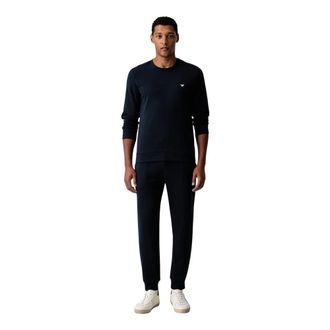Emporio Armani Trainingsset met ronde hals en trekkoord - Heren - Sport - Blauw - Maat: M Katoen