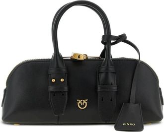 Pinko Leren Domette Tas met Handvat - Dames - Handtassen - Zwart - ONE Size - Leer - Tassen
