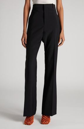 Bottega Veneta Lightweight Wool Flare Leg Pants in 1000 Black at Nordstrom, Size 8 Us