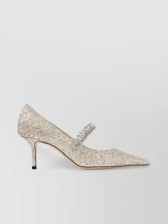 Jimmy Choo London crystal strap bing 65 pumps glitter fabric