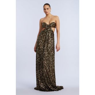 BCBGeneration Sequin Strapless Gown in Gold at Nordstrom, Size 14
