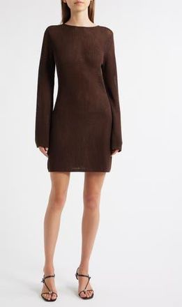 Mango Cairo Open Stitch Long Sleeve Dress in Chocolate at Nordstrom Rack, Size 8