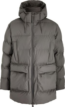 Rains Alta Long Quilted Waterproof Coat - Grey - XL