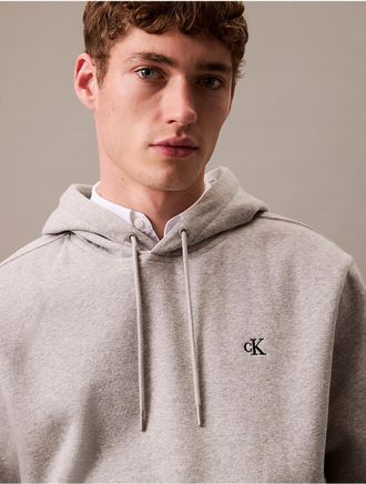 Calvin Klein Jeans Calvin Klein Mens Archive Logo Fleece Drawstring Hoodie - Grey - XL