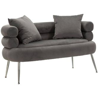 Dmora Divano fisso 2 posti Casier, Sof&agrave; dritto, Divanetto per salotto, Poltrona matrimoniale, 133x68 h69 cm, Grigio e Argento - Dmora