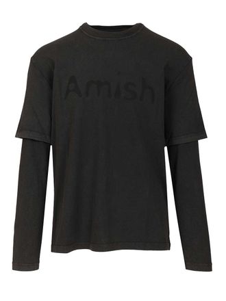 Amish Double-Sleeved T-Shirt Nero-Uomo