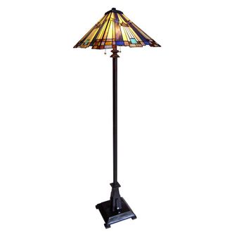 Chloe Lighting FLARE Tiffany-style 2 Light Mission Floor Lamp 16 Shade