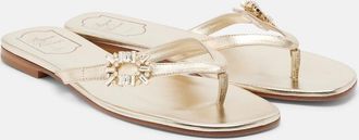 Roger Vivier Embellished metallic leather thong sandals