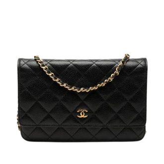 Chanel Pre-owned Wallet on Chain - Dames - Pre-owned - Zwart - Maat: ONE Size Leer