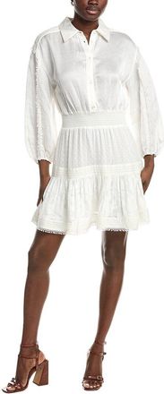 Maje Mixed Media Linen-Blend Mini Dress
