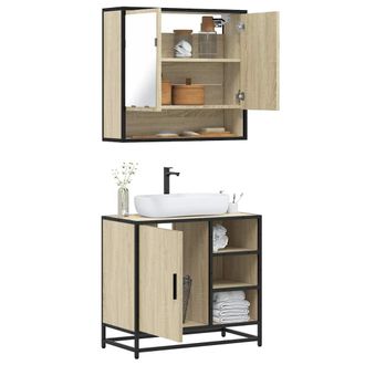 Berkfield Home 2 Piece Bathroom Furniture Set Sonoma Oak Engineered Wood in Brown