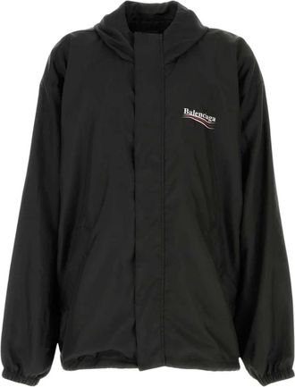 Balenciaga Waterdichte Jas Met Capuchon - Heren - Zomerjassen - Zwart - S - Polyester - Jassen