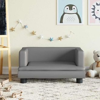 vidaXL Sof&aacute; Para Ni&ntilde;os De Cuero Sint&eacute;tico Gris 60x40x30 Cm Vidaxl