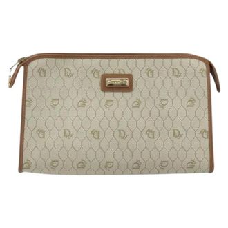 Dior Pre-owned Clutches, female, Beige, Size: ONE SIZE Pre-owned Vintage honeycomb zip pouch