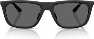 Emporio Armani 57mm Pillow Sunglasses in Matte Black /Light Grey at Nordstrom