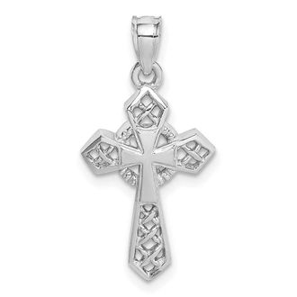 Diamond2Deal 14K White Polished Celtic Cross Pendant