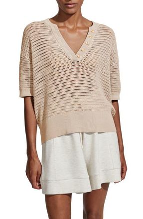 Varley Callie Sheer Knit Cotton Top in Moonlight at Nordstrom, Size X-Small