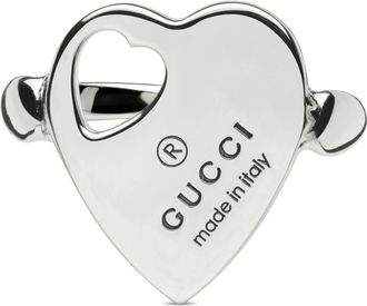 Gucci Handelsmerk Ring in sterling zilver met hartmotief - Dames - Ringen - Grijs - 55 MM - Accessoires