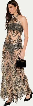 Misspap Premium Sheer Lace Maxi Dress in Nude at Nordstrom, Size 12