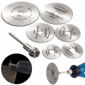 OEM Juego De 6 Discos De Corte Hss Para Miniherramientas Rotativas, Hojas De Sierra Circular Con Mandril De 3,2 Mm Para Cortar Madera, Pl&aacute;stico Y Metal --