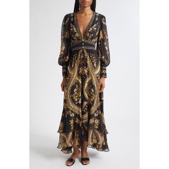 Camilla Taurus Rising Long Sleeve Silk Maxi Dress at Nordstrom, Size Medium
