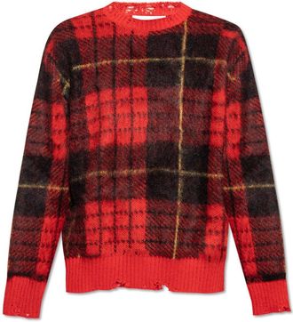 Alexander McQueen Check Pattern Distressed Jumper