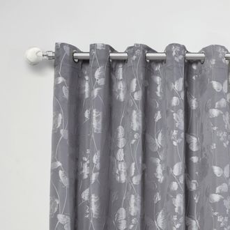 TJ Hughes Marble - Extendable Curtain Pole with pair of end finials in Brushed Silver - TJ Hughes