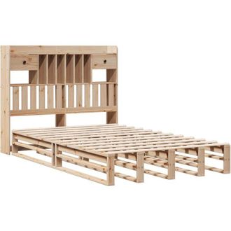 vidaXL Cama Con Estanter&iacute;a Sin Colch&oacute;n Madera Maciza De Pino 135x190cm Vidaxl