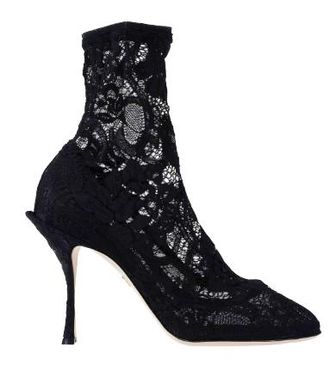 Dolce & Gabbana Black Lace Sock Boots Size 39