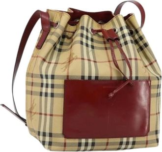 Burberry Pre-owned Bucket Bags, female, Beige, Size: ONE SIZE Pre-owned Vintage PVC Shoulder Bag